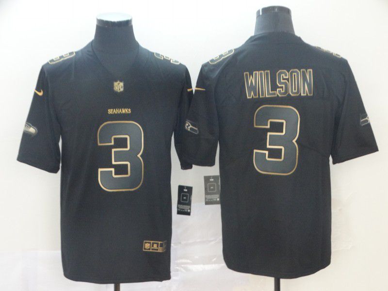 Men Seattle Seahawks #3 Wilson Nike Vapor Limited Black Golden NFL Jerseys->denver broncos->NFL Jersey